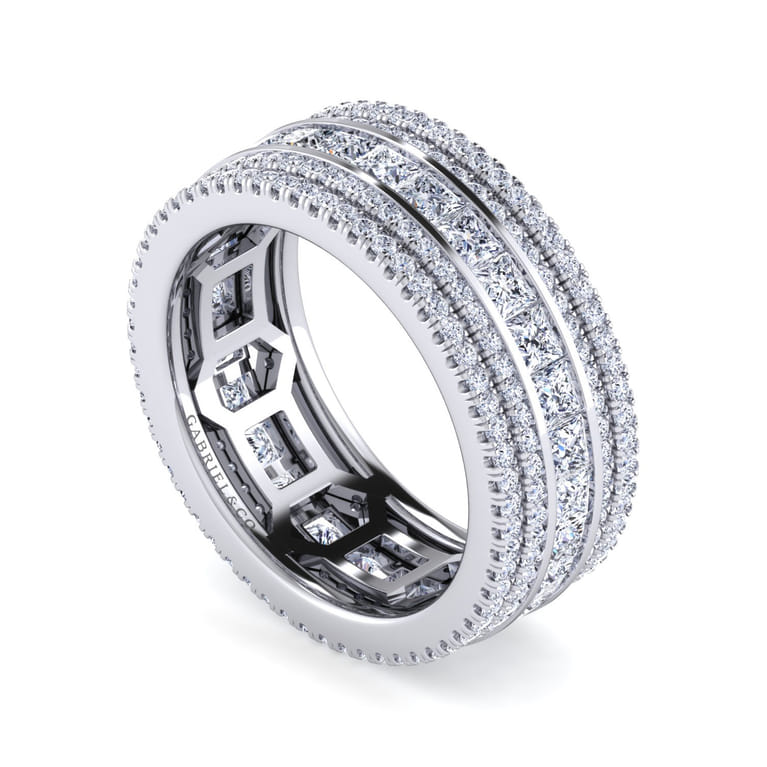 Eternity Band Wedding Ring in 14k White Gold with Round Natural Diamond at Gabriel & Co. - Shot 3