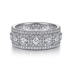 Wide 14K White Gold Diamond Anniversary Band