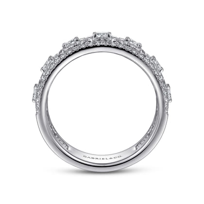 Wide 14K White Gold Diamond Anniversary Band