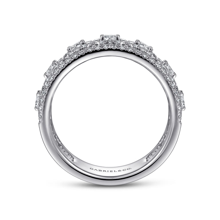 Fancy Wedding Ring in 14k White Gold with Round Natural Diamond at Gabriel & Co. - Shot 2
