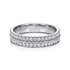 Wide 14K White Gold Diamond Anniversary Band