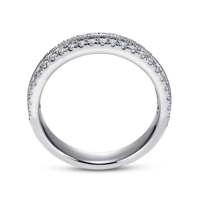 Fancy Wedding Ring in 14k White Gold with Round Natural Diamond at Gabriel & Co. - Shot 2