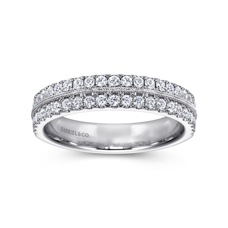 Fancy Wedding Ring in 14k White Gold with Round Natural Diamond at Gabriel & Co. - Shot 4