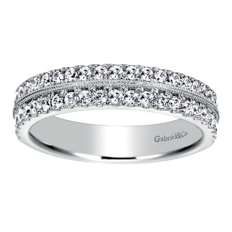 Fancy Wedding Ring in 14k White Gold with Round Natural Diamond at Gabriel & Co. - Shot 5