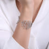 Wide 14K White Gold Diamond Burst Split Cuff Bracelet - 5.34 ct