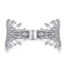 Wide 14K White Gold Diamond Burst Split Cuff Bracelet - 5.33 ct