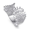Wide 14K White Gold Diamond Burst Split Cuff Bracelet - 5.33 ct