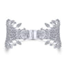 Wide 14K White Gold Diamond Burst Split Cuff Bracelet - 5.34 ct