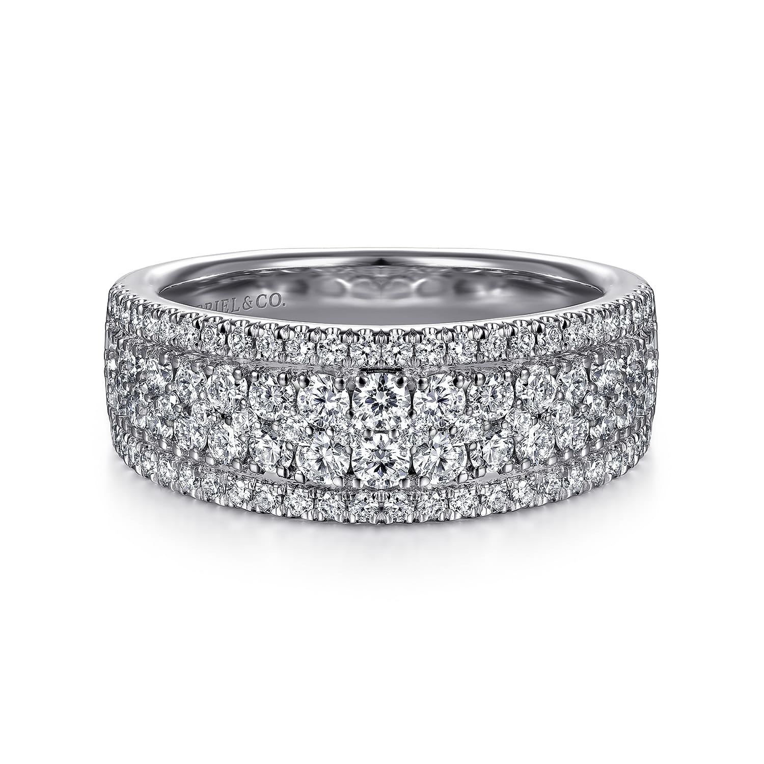 Fancy Wedding Ring in 14k White Gold with Round Natural Diamond at Gabriel & Co. - Shot 1