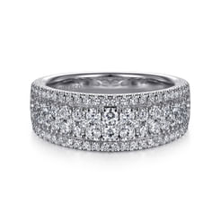 Wide 14K White Gold Diamond Pavé Anniversary Band