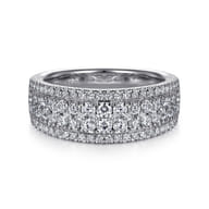 Wide 14K White Gold Diamond Pave Anniversary Band