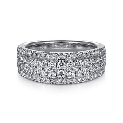 Wide 14K White Gold Diamond Pave Anniversary Band