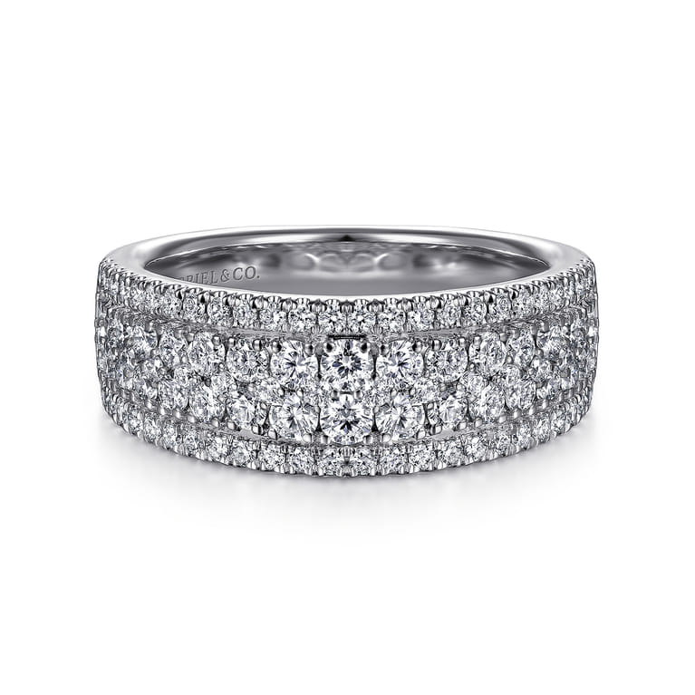 Fancy Wedding Ring in 14k White Gold with Round Natural Diamond at Gabriel & Co. - Shot 1