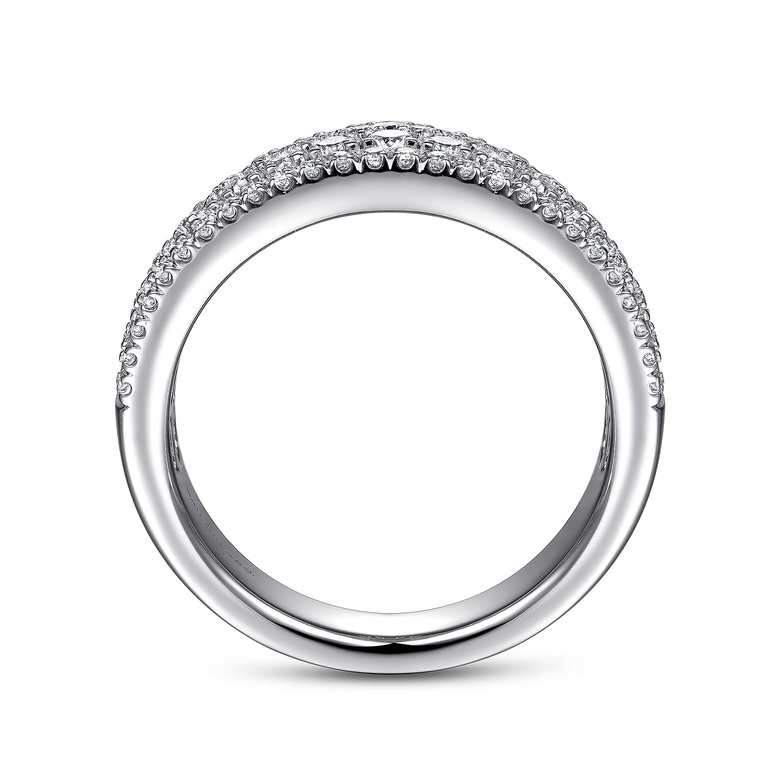 Fancy Wedding Ring in 14k White Gold with Round Natural Diamond at Gabriel & Co. - Shot 2