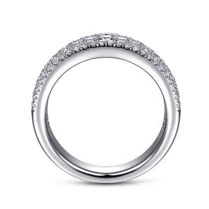 Wide 14K White Gold Diamond Pave Anniversary Band