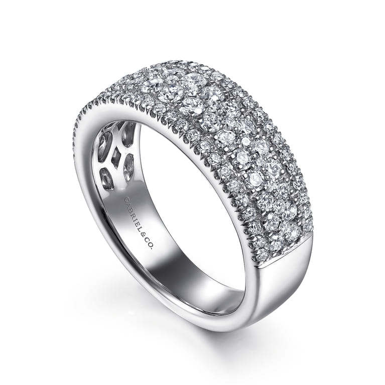 Fancy Wedding Ring in 14k White Gold with Round Natural Diamond at Gabriel & Co. - Shot 3