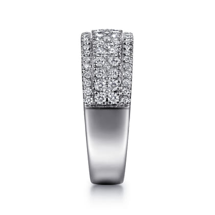 Wide 14K White Gold Diamond Pave Anniversary Band