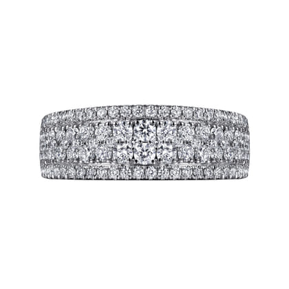 Wide 14K White Gold Diamond Pave Anniversary Band