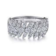 Wide 14K White Gold Diamond Statement Ring
