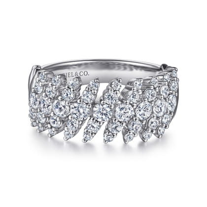 Wide 14K White Gold Diamond Statement Ring