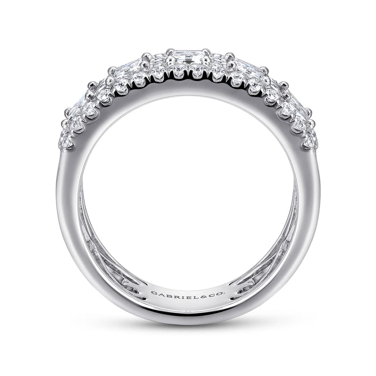 Fancy Wedding Ring in 14k White Gold with Emerald Cut Natural Diamond at Gabriel & Co. - Shot 2