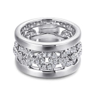 Wide 14K White Gold Fancy Diamond Anniversary Band