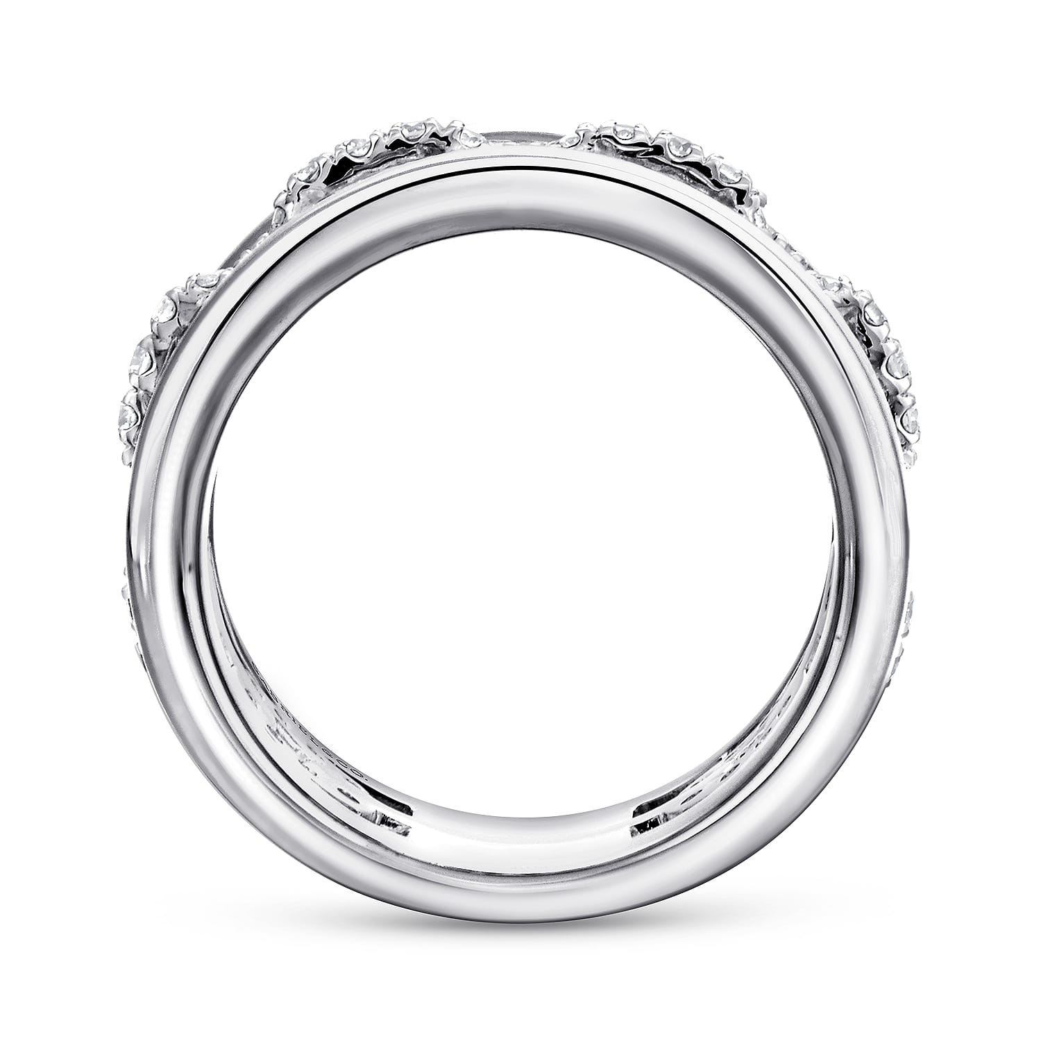 Fancy Wedding Ring in 14k White Gold with Round Natural Diamond at Gabriel & Co. - Shot 2