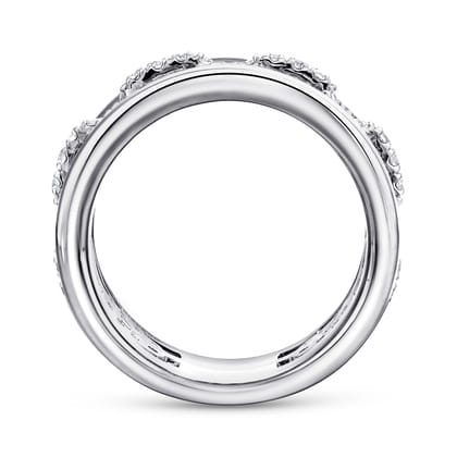 Wide 14K White Gold Fancy Diamond Anniversary Band