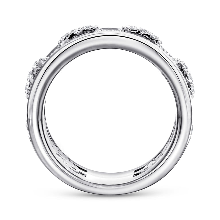 Fancy Wedding Ring in 14k White Gold with Round Natural Diamond at Gabriel & Co. - Shot 2