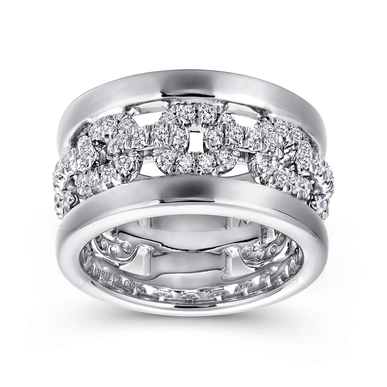 Fancy Wedding Ring in 14k White Gold with Round Natural Diamond at Gabriel & Co. - Shot 4