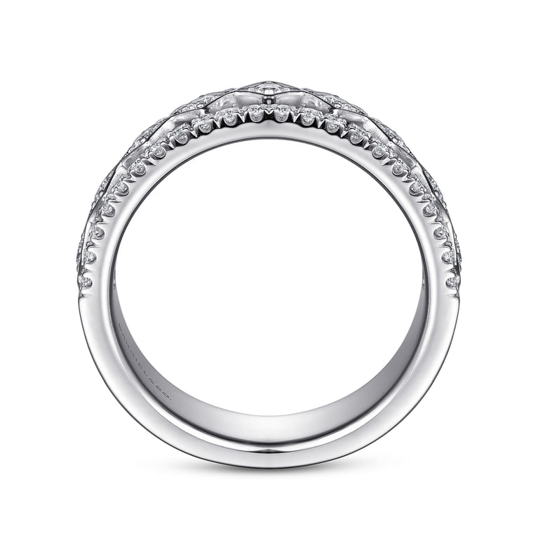 Fancy Wedding Ring in 14k White Gold with Round Natural Diamond at Gabriel & Co. - Shot 2