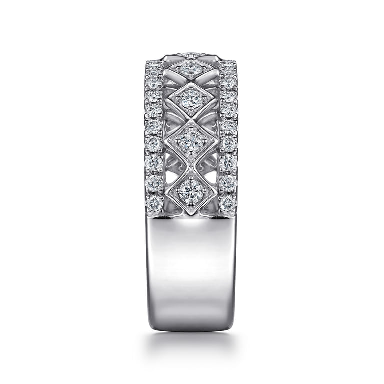 Fancy Wedding Ring in 14k White Gold with Round Natural Diamond at Gabriel & Co. - Shot 4