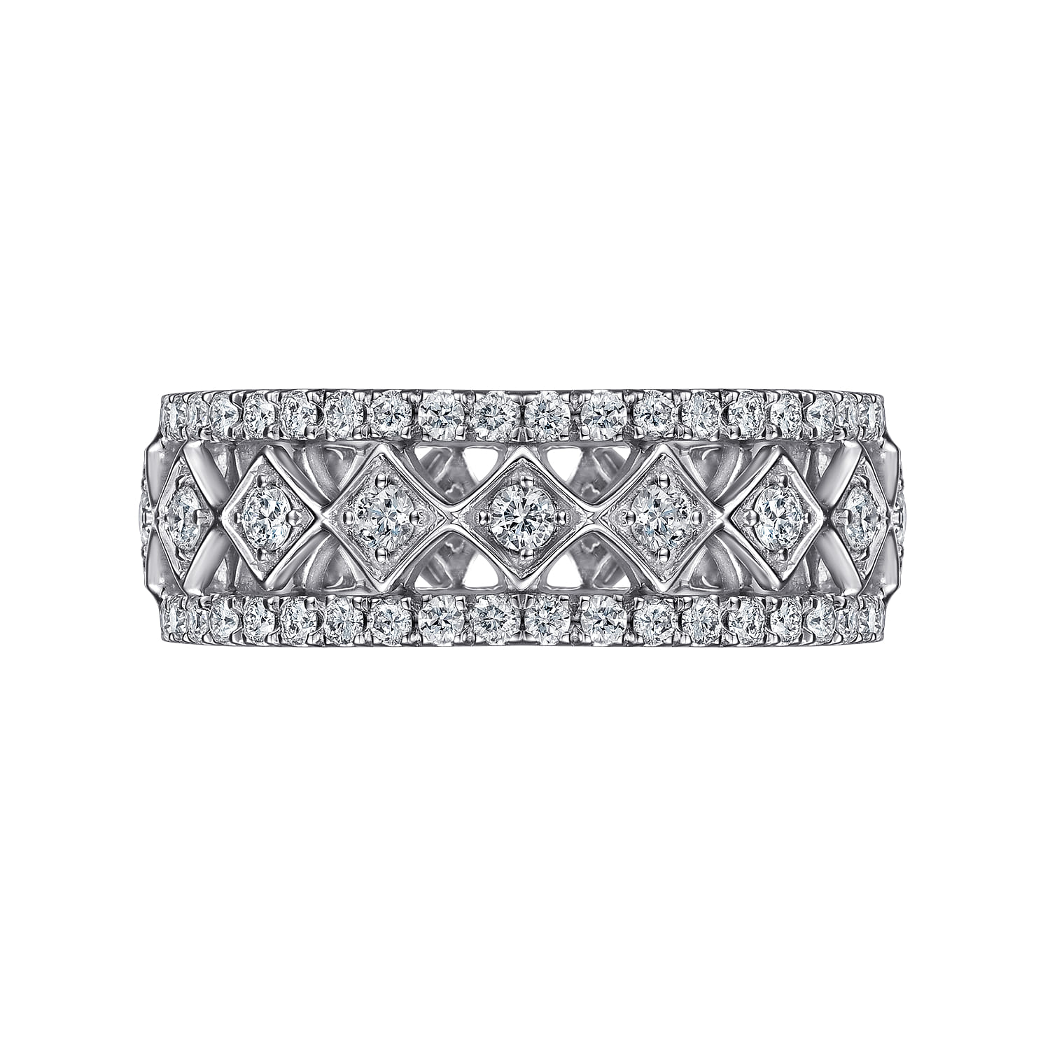 Fancy Wedding Ring in 14k White Gold with Round Natural Diamond at Gabriel & Co. - Shot 6