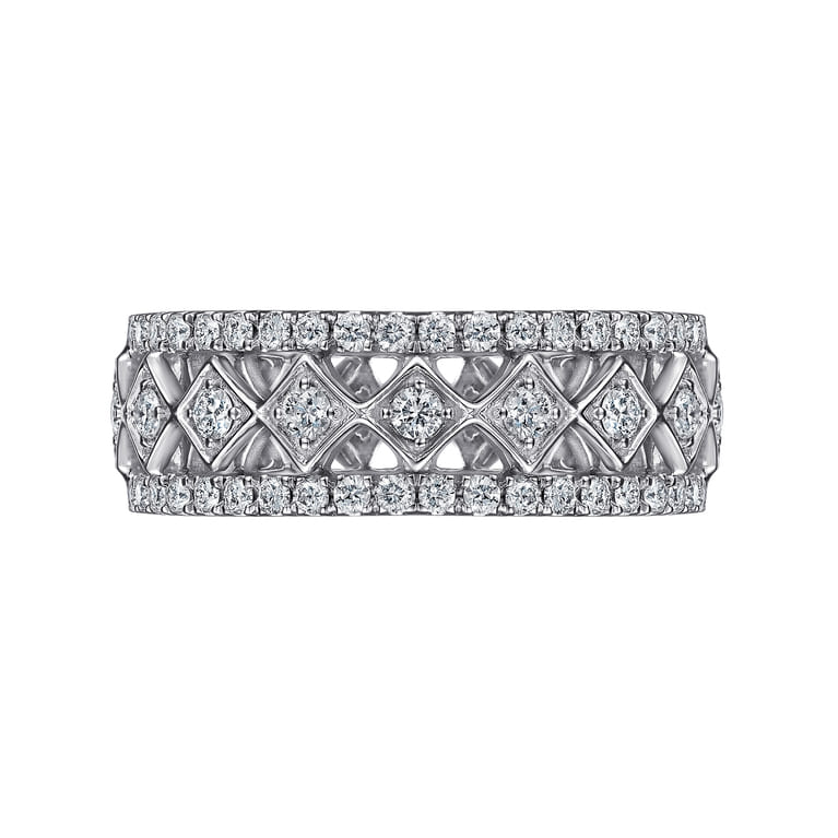 Fancy Wedding Ring in 14k White Gold with Round Natural Diamond at Gabriel & Co. - Shot 6
