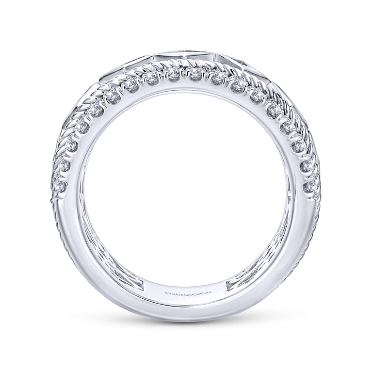 Fancy Wedding Ring in 14k White Gold with Princess Cut Natural Diamond at Gabriel & Co. - Shot 2