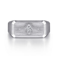 Wide 14K White Gold North Star Ring in Satin Finish
