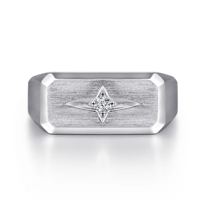 Wide 14K White Gold North Star Ring in Satin Finish