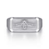 Wide 14K White Gold North Star Ring in Satin Finish - 0.06 ct