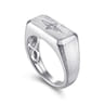 Wide 14K White Gold North Star Ring in Satin Finish - 0.06 ct