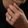 Wide 14K White Gold North Star Ring in Satin Finish - 0.06 ct