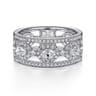 Fancy Wedding Ring in 14k White Gold with Oval Natural Diamond at Gabriel & Co.