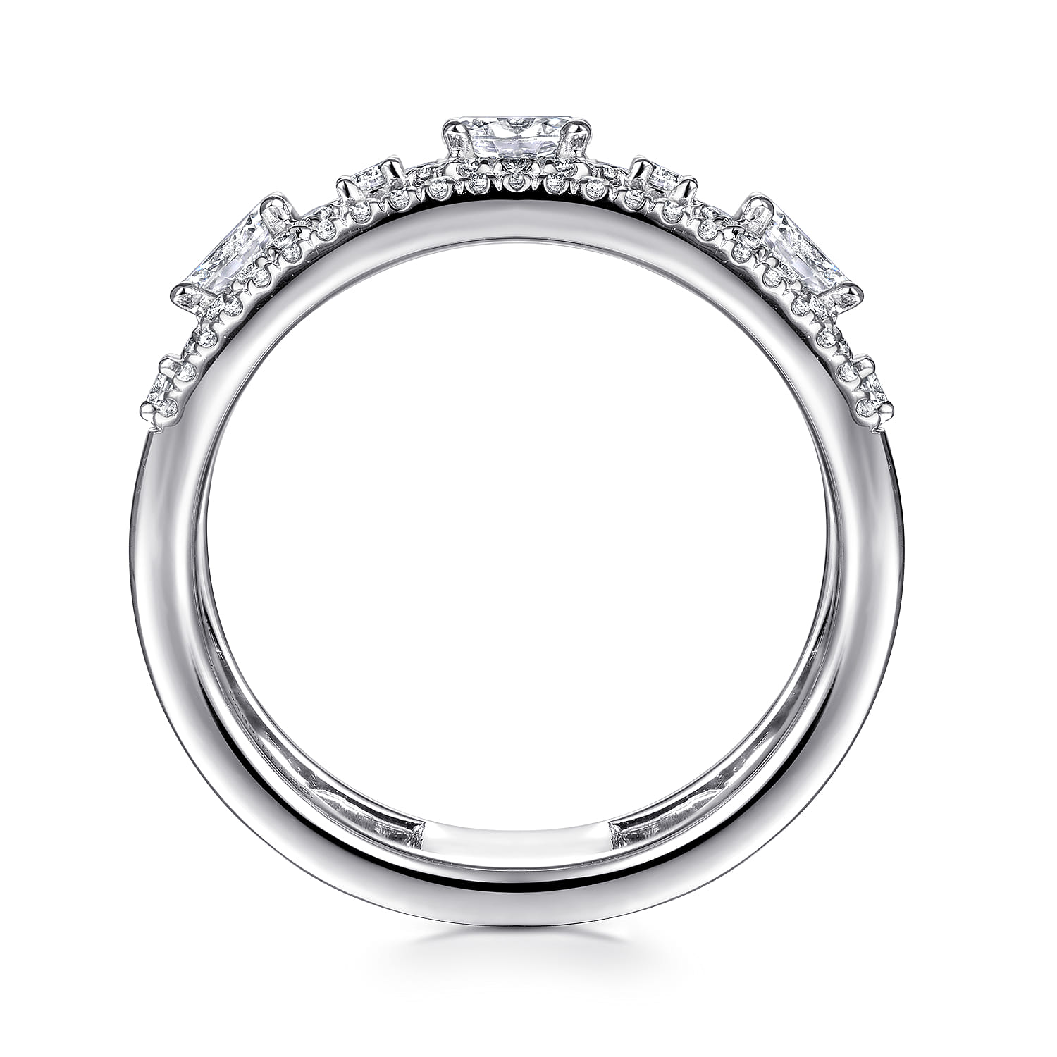 Fancy Wedding Ring in 14k White Gold with Oval Natural Diamond at Gabriel & Co. - Shot 2
