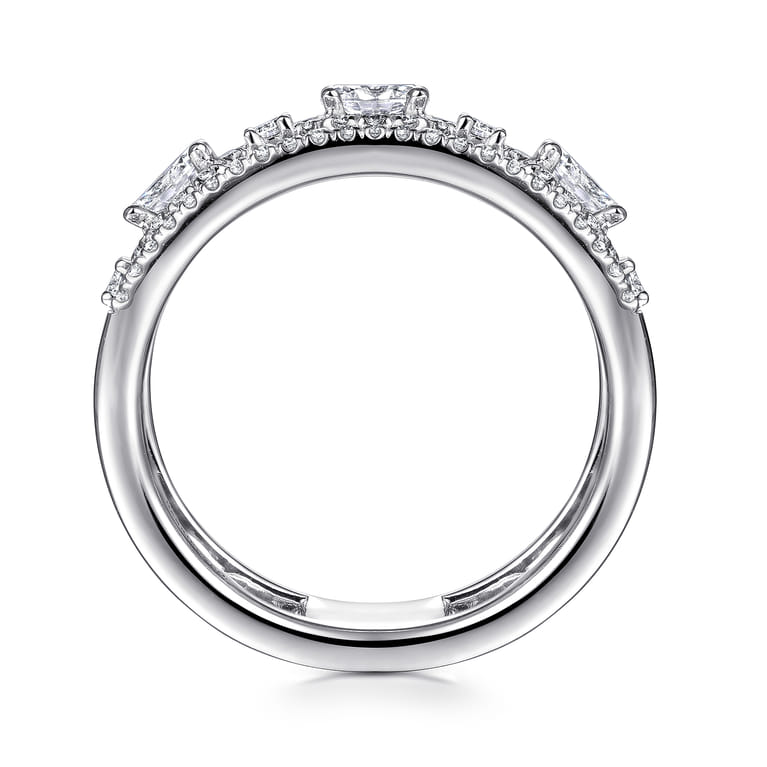 Fancy Wedding Ring in 14k White Gold with Oval Natural Diamond at Gabriel & Co. - Shot 2