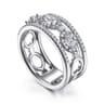 Fancy Wedding Ring in 14k White Gold with Oval Natural Diamond at Gabriel & Co.