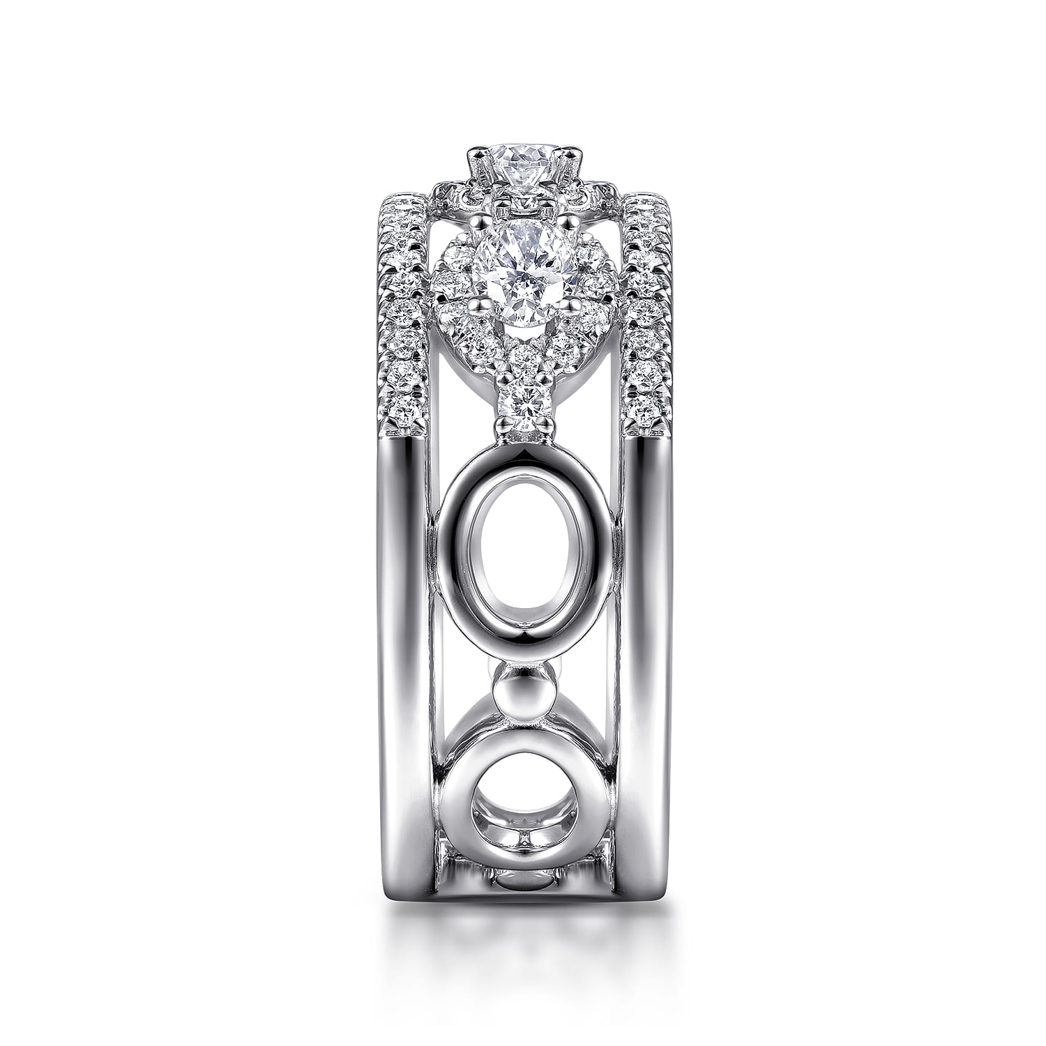Fancy Wedding Ring in 14k White Gold with Oval Natural Diamond at Gabriel & Co. - Shot 4