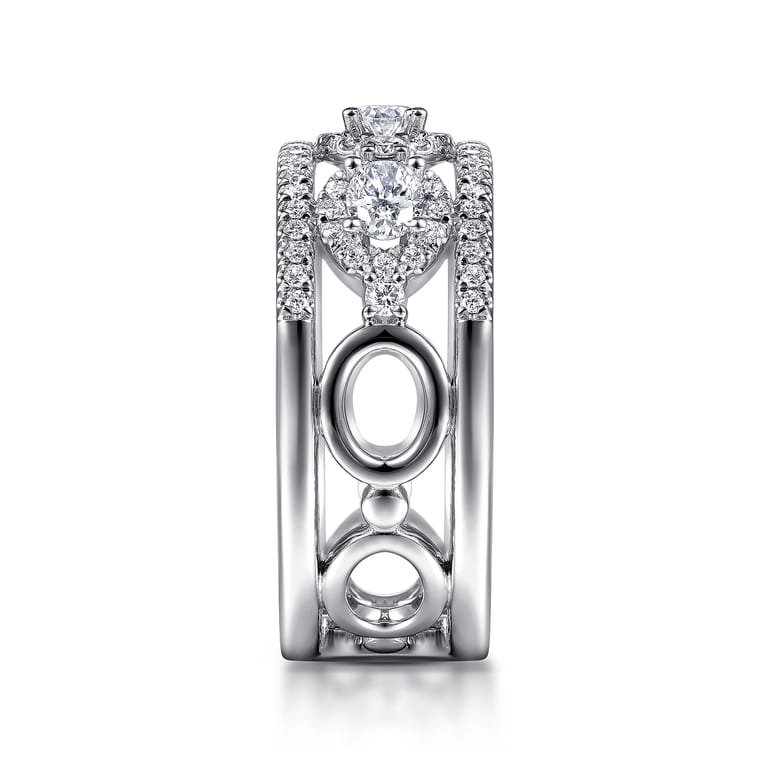 Fancy Wedding Ring in 14k White Gold with Oval Natural Diamond at Gabriel & Co. - Shot 4