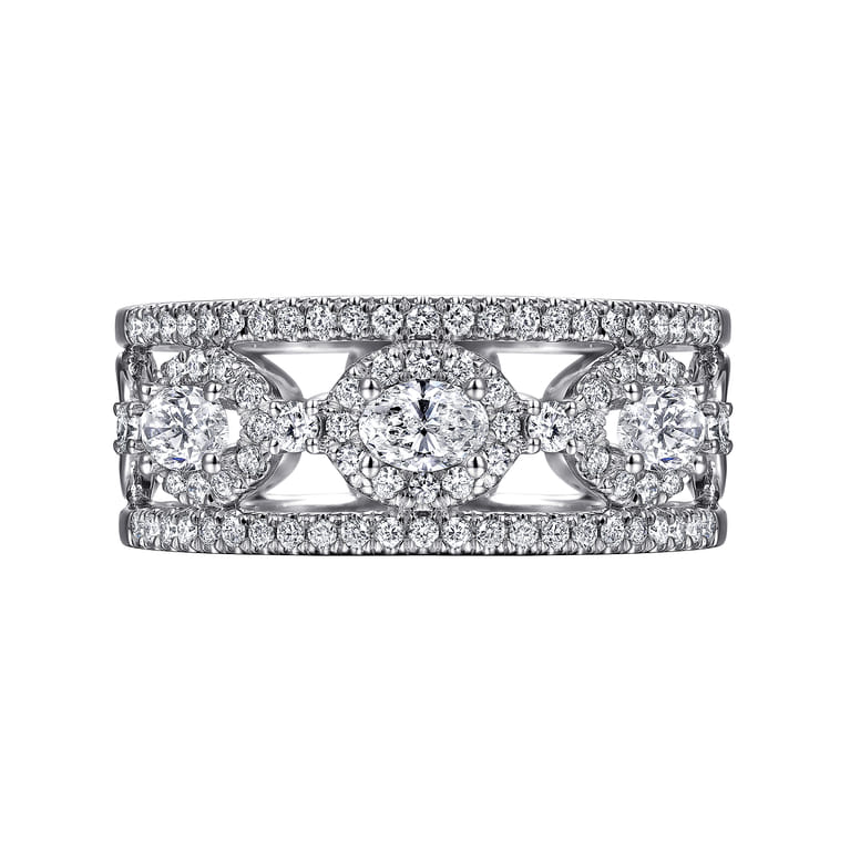 Fancy Wedding Ring in 14k White Gold with Oval Natural Diamond at Gabriel & Co. - Shot 6