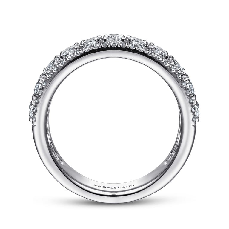 Fancy Wedding Ring in 14k White Gold with Oval Natural Diamond at Gabriel & Co. - Shot 2