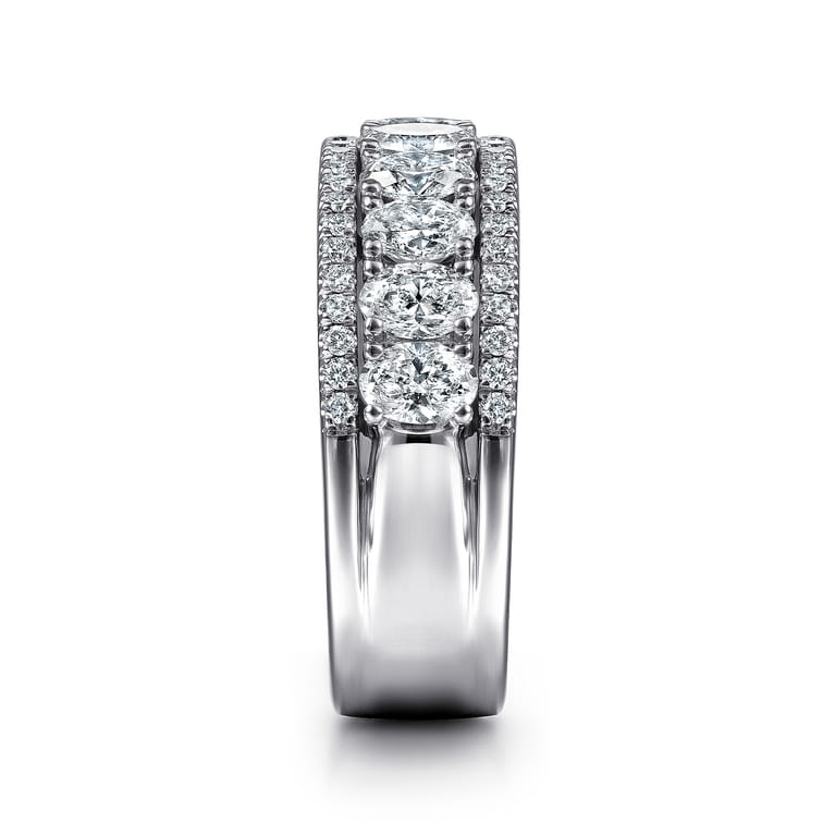 Fancy Wedding Ring in 14k White Gold with Oval Natural Diamond at Gabriel & Co. - Shot 4
