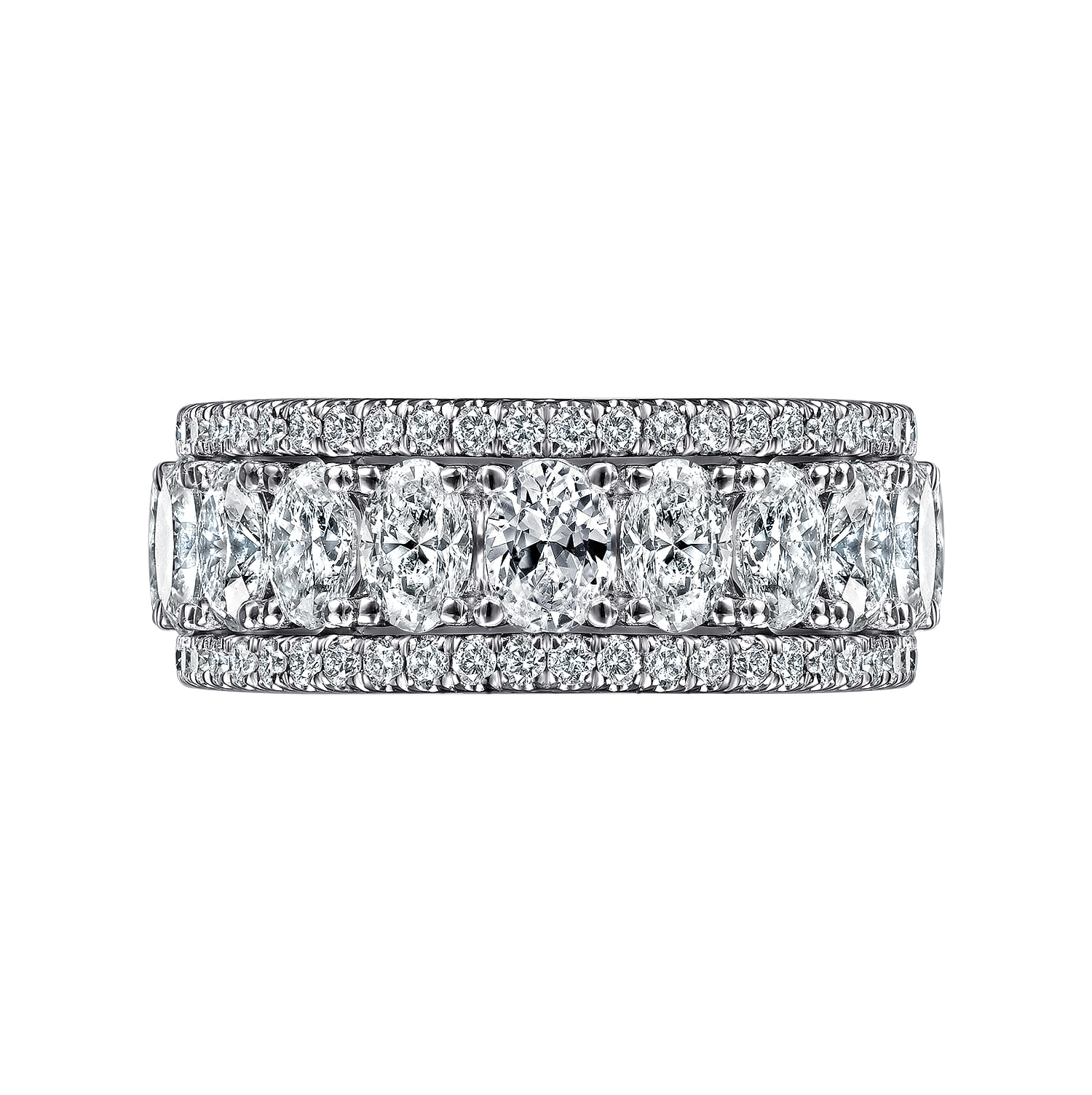 Fancy Wedding Ring in 14k White Gold with Oval Natural Diamond at Gabriel & Co. - Shot 6